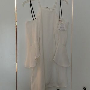 Cream cold shoulder dress